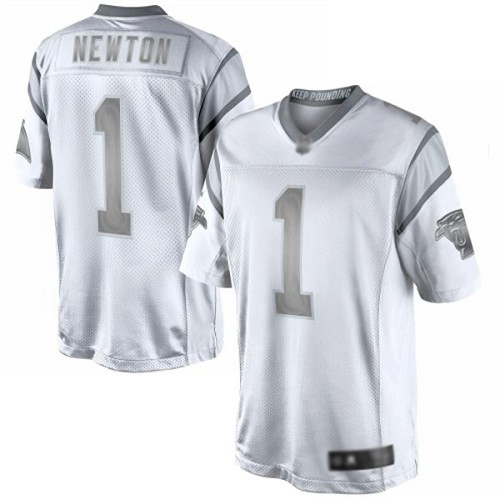 Carolina Panthers Limited White Men Cam Newton Jersey NFL Football #1 Platinum->youth nfl jersey->Youth Jersey
